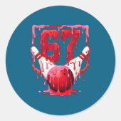 Sticker Rond Bowling Drip Number 67 Player Or 67th Birthday Des (Devant)