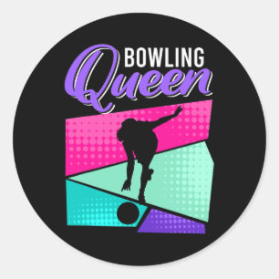 Sticker Rond Bowling Drôle Dit Bowling Queen Women Bowler
