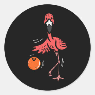 Sticker Rond Bowling Flamant rose Bowling Joueur Garçons Filles