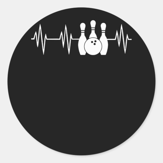 Sticker Rond Bowling Heart Bowling Bowling Pin et Ball (Devant)