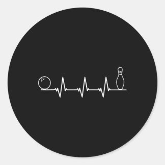 Sticker Rond Bowling Heartbeat Funny Bowling Gift