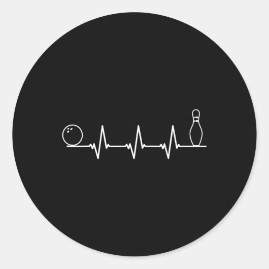 Sticker Rond Bowling Heartbeat Funny Bowling Gift (Devant)