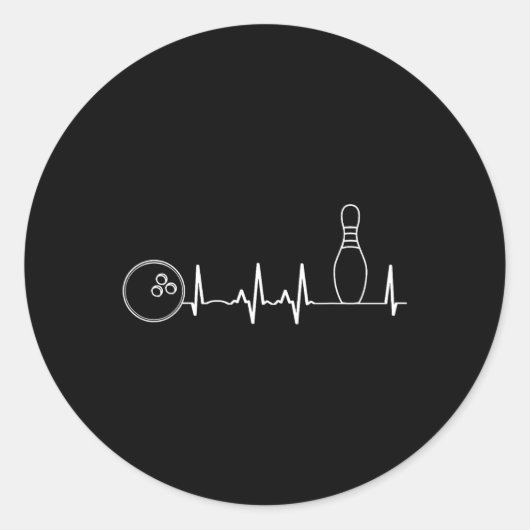 Sticker Rond Bowling Heartbeat Graphic Funny Bowling Team Coach (Devant)