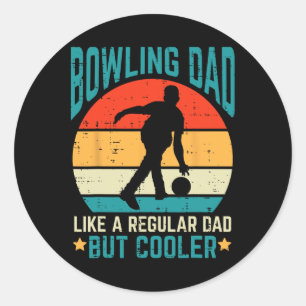 Sticker Rond Bowling Papa Glacière Retro Fête des pères Bowler