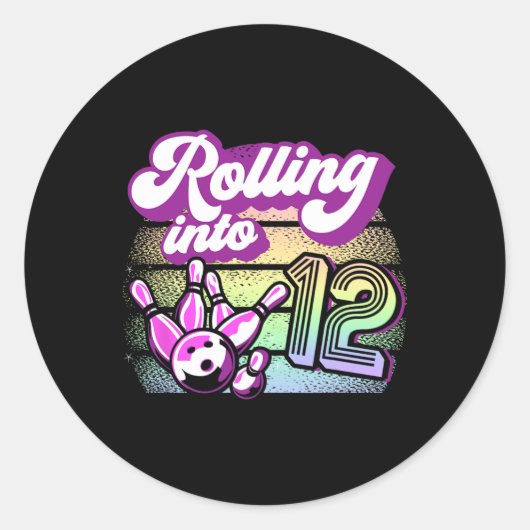 Sticker Rond Bowling Party Rolling Dans 12 Bowling Anniversaire (Devant)