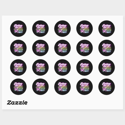 Sticker Rond Bowling Party Rolling Dans 22 Bowling Anniversaire (Feuille)