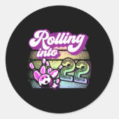 Sticker Rond Bowling Party Rolling Dans 22 Bowling Anniversaire (Devant)