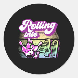 Sticker Rond Bowling Party Rolling En 41 Bowling Anniversaire