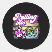 Sticker Rond Bowling Party Rolling En 64 Bowling Anniversaire (Devant)