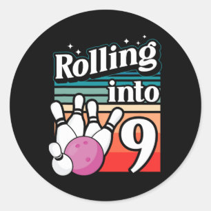 Sticker Rond Bowling Party Rolling En 9 Bowling Anniversaire