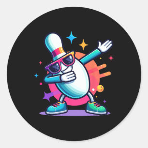 Sticker Rond Bowling Pin Dabbing Sungles Bowler Player Kids Boy