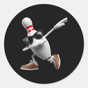 Sticker Rond Bowling Pin Dabbing Sungles Joueur Bowler Enfants 