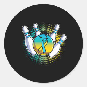 Sticker Rond Bowling pour la sensibilisation au syndrome de Dow