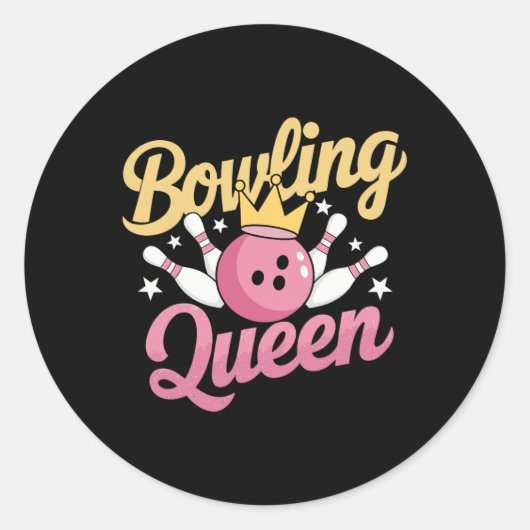 Sticker Rond Bowling Queen Bowler Funny Bowling (Devant)