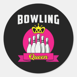 Sticker Rond Bowling Queen Girl Princess Bowl Bowler Drôle cade