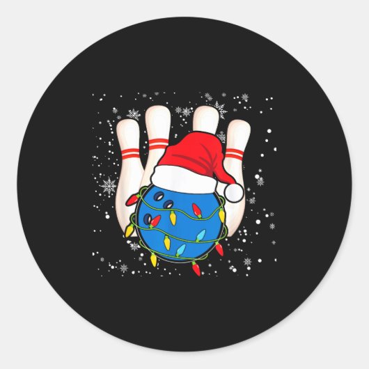 Sticker Rond Bowling Reindeer Christmas Shirt Pajama Srt X-mas (Devant)