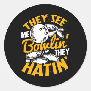 Sticker Rond Bowling Roll Pins Grève Bowler Sports Team