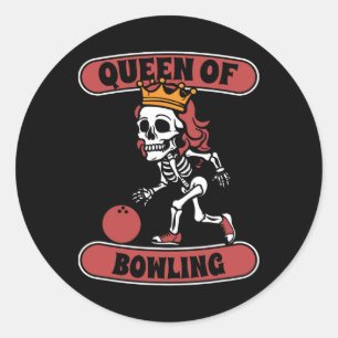 Sticker Rond Bowling Skeleton Team League - Alley Bowler Queen