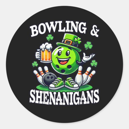 Sticker Rond Bowling St Patrick's Day Shenanigans (Devant)