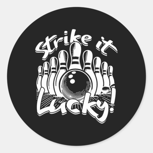 Sticker Rond Bowling Strike It Lucky (Devant)
