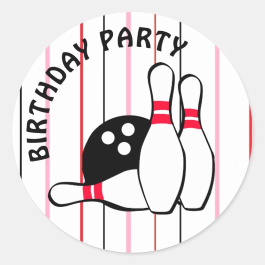 Sticker Rond Bowling Thème Anniversaire Fête (Devant)