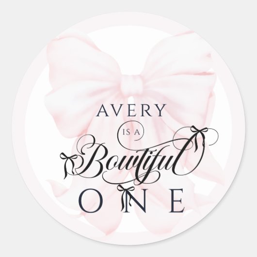 Sticker Rond Bowtiful Un 1er Anniversaire Pink Bow Girls (Devant)