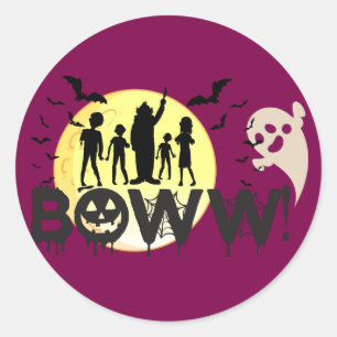 Sticker Rond Boww ! ! - Halloween Éffrayante surprise