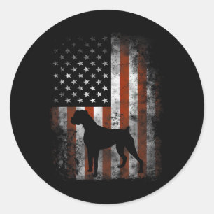 Sticker Rond Boxe American Flag Chemise Usa 4 juillet chien cad