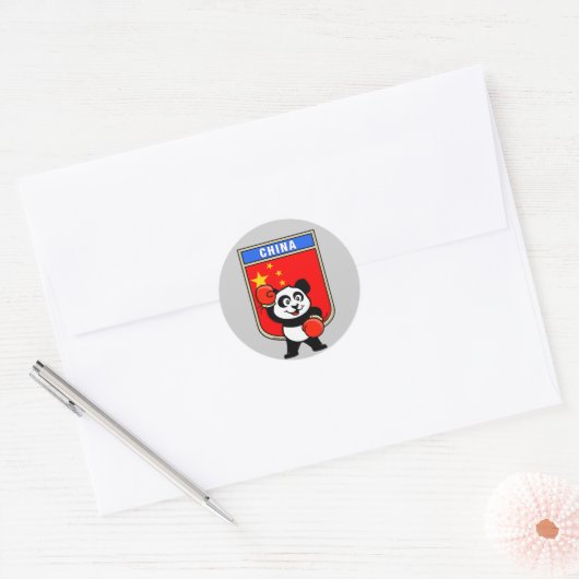 Sticker Rond Boxe Chine Panda (Enveloppe)