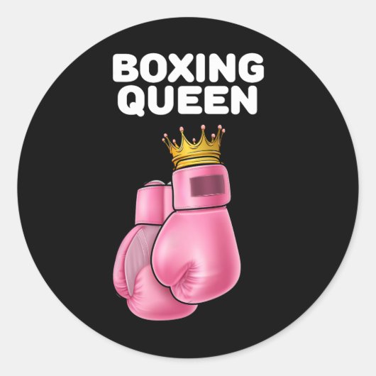 Sticker Rond Boxe de boxe Queen femmes Boxer filles Boxer Boxer (Devant)