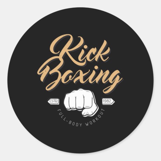 Sticker Rond Boxe de combat Kickboxing (Devant)