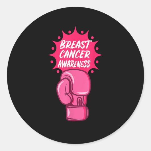 Sticker Rond Boxe de sensibilisation au cancer du sein Glove Su (Devant)