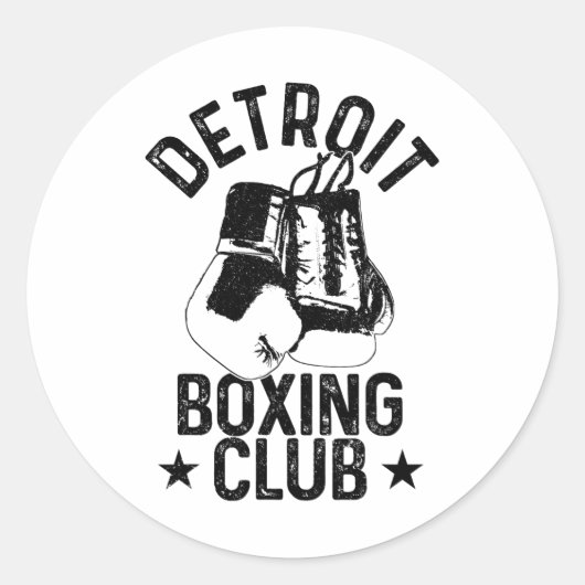 Sticker Rond Boxe Detroit Michigan Martial Arts Boxer 1 (Devant)