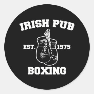 Sticker Rond Boxe drôle Pub irlandais Sport Heureux Saint-Patri