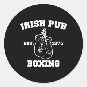 Sticker Rond Boxe drôle Pub irlandais Sport Heureux Saint-Patri
