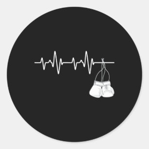 Sticker Rond Boxe Heartbeat - Boxer Lover Boxer Boxer F