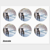 Sticker Rond Boxe Laisser Neige Noël (Feuille)