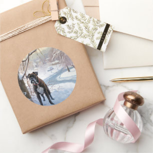 Sticker Rond Boxe Laisser Neige Noël