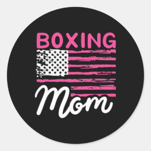 Sticker Rond Boxe Maman Boxe Mère Kickboxing Maman Maman