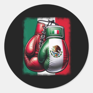 Sticker Rond Boxe Mexique Drôle Mexicain Style Vintage Boxe M