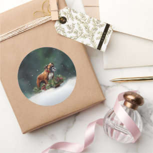 Sticker Rond Boxe neige de Noël hiver