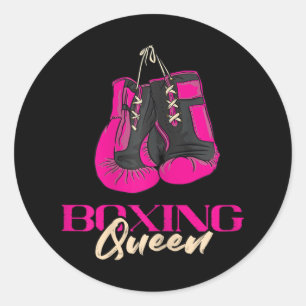Sticker Rond Boxe Queen Kickboxer Kickboxer Gants de boxe Bo