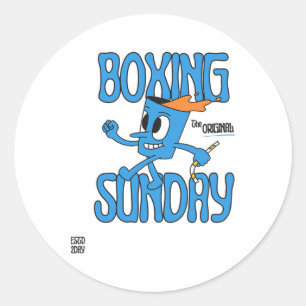 Sticker Rond Boxe Sunday Knockout Punch Heavyweight Champion