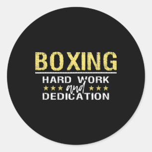 Sticker Rond Boxe Travail Et Dédication - Kickboxing Gym B