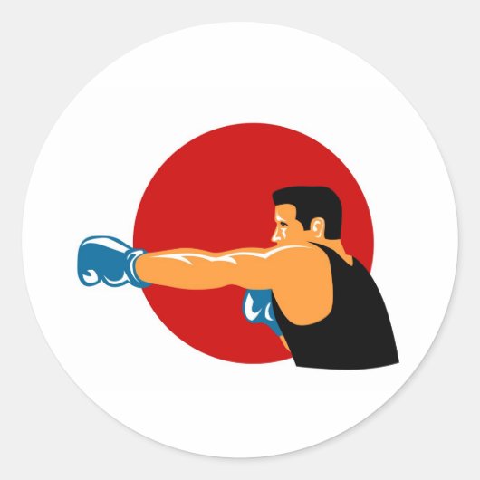 Sticker Rond boxer boxer combat boxer (Devant)