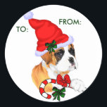 Sticker Rond Boxer Christmas Gifts, À :, DE :<br><div class="desc">Cette année,  faites votre Noël Merrier avec quelques oeuvres d'art originales pour les amateurs de Boxer. De grands cadeaux ou pourquoi ne pas vous offrir un cadeau ! Sweatshirt,  sweat - shirt à capuche,  cartes de voeux ornementales,  etc.</div>