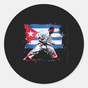 Sticker Rond Boxer cubain - Cubain Pride Boxe Cuba Boîte à Drap