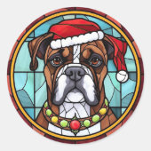 Sticker Rond Boxer en verre tendu Noël (Devant)