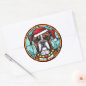 Sticker Rond Boxer en verre tendu Noël (Enveloppe)
