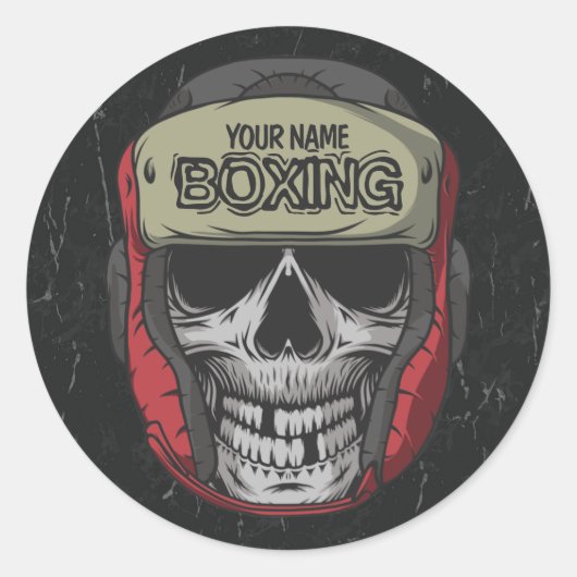 Sticker Rond Boxer Fight Club Skeleton Boxer Gym (Devant)
